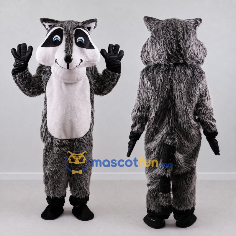 Custom Gray and White Raccoon Mascot Costume Adult Full Body Suit for School Events Custom Gray and White Raccoon Mascot Costume Adult Full Body Suit for School Events