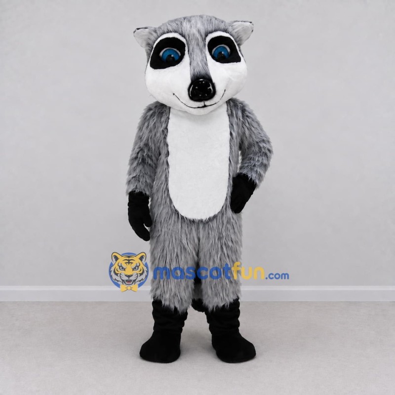 Custom Gray and White Raccoon Mascot Costume Adult Full Body Suit for School Events