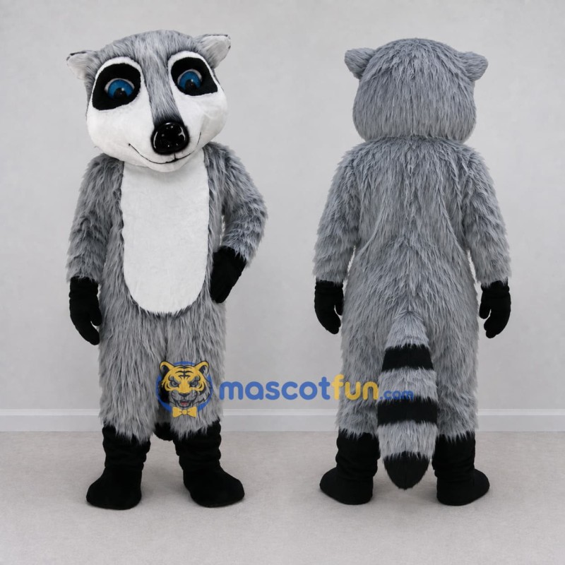 Custom Gray and White Raccoon Mascot Costume Adult Full Body Suit for School Events