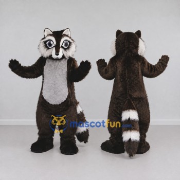 Custom Brown and Gray Raccoon Mascot Costume Adult Full Body Suit for Wildlife Events