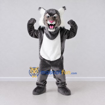 Custom Gray and White Lynx Mascot Costume Adult Full Body Suit for Sports Events