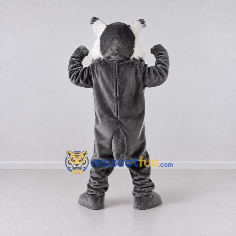 Custom Gray and White Lynx Mascot Costume Adult Full Body Suit for Sports Events Custom Gray and White Lynx Mascot Costume Adult Full Body Suit for Sports Events