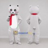 Custom Light Gray and Red Bear with Scarf Mascot Costume Adult Full Body Suit for Winter Events Custom Light Gray and Red Bear with Scarf Mascot Costume Adult Full Body Suit for Winter Events