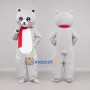 Custom Light Gray and Red Bear with Scarf Mascot Costume Adult Full Body Suit for Winter Events