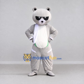 Custom Light Gray and White Bear in Sunglasses Mascot Costume Adult Full Body Suit for Community Events Custom Light Gray and White Bear in Sunglasses Mascot Costume Adult Full Body Suit for Community Events
