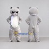 Custom Light Gray and White Bear in Sunglasses Mascot Costume Adult Full Body Suit for Community Events Custom Light Gray and White Bear in Sunglasses Mascot Costume Adult Full Body Suit for Community Events