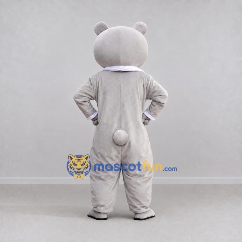 Custom Light Gray and White Bear in Sunglasses Mascot Costume Adult Full Body Suit for Community Events Custom Light Gray and White Bear in Sunglasses Mascot Costume Adult Full Body Suit for Community Events