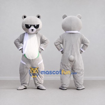 Custom Light Gray and White Bear in Sunglasses Mascot Costume Adult Full Body Suit for Community Events