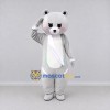 Custom Light Gray and White Bear with Scarf Mascot Costume Adult Full Body Suit for Winter Events Custom Light Gray and White Bear with Scarf Mascot Costume Adult Full Body Suit for Winter Events