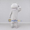 Custom Light Gray and White Bear with Scarf Mascot Costume Adult Full Body Suit for Winter Events Custom Light Gray and White Bear with Scarf Mascot Costume Adult Full Body Suit for Winter Events