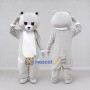 Custom Light Gray and White Bear with Scarf Mascot Costume Adult Full Body Suit for Winter Events