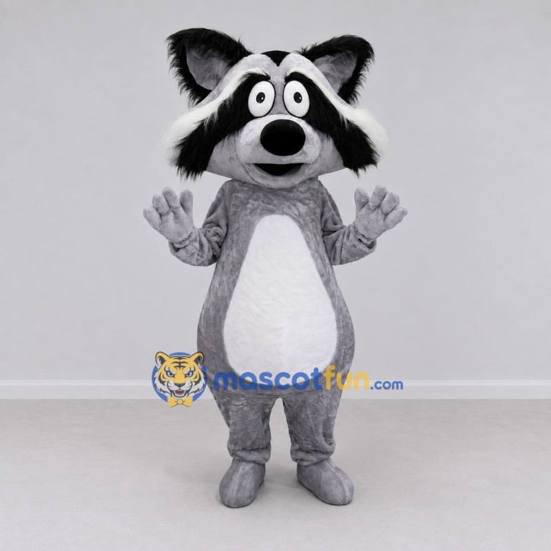 Custom Gray and White Raccoon Mascot Costume Adult Full Body Suit for School Events Custom Gray and White Raccoon Mascot Costume Adult Full Body Suit for School Events
