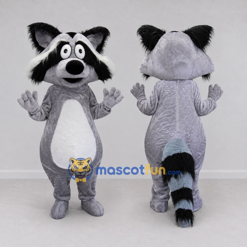 Custom Gray and White Raccoon Mascot Costume Adult Full Body Suit for School Events Custom Gray and White Raccoon Mascot Costume Adult Full Body Suit for School Events
