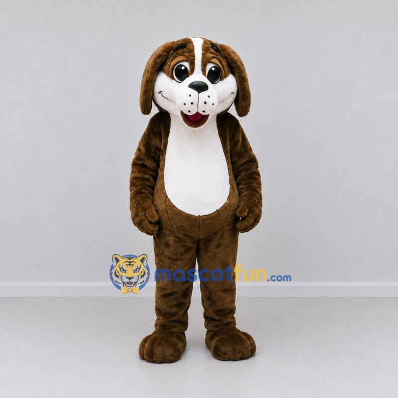 Custom Brown and White Dog Mascot Costume Adult Full Body Suit for Community Events Custom Brown and White Dog Mascot Costume Adult Full Body Suit for Community Events