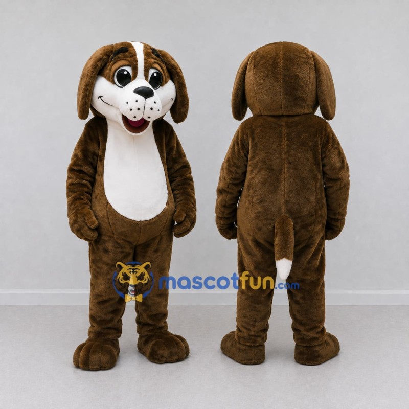 Custom Brown and White Dog Mascot Costume Adult Full Body Suit for Community Events Custom Brown and White Dog Mascot Costume Adult Full Body Suit for Community Events