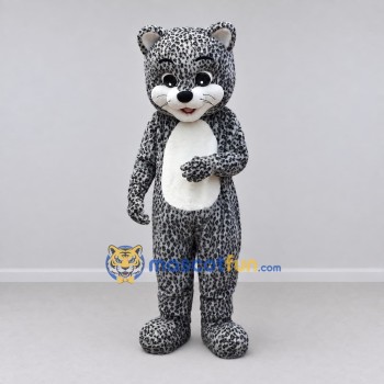 Custom Gray and White Leopard Mascot Costume Adult Full Body Suit for Wildlife Events Custom Gray and White Leopard Mascot Costume Adult Full Body Suit for Wildlife Events