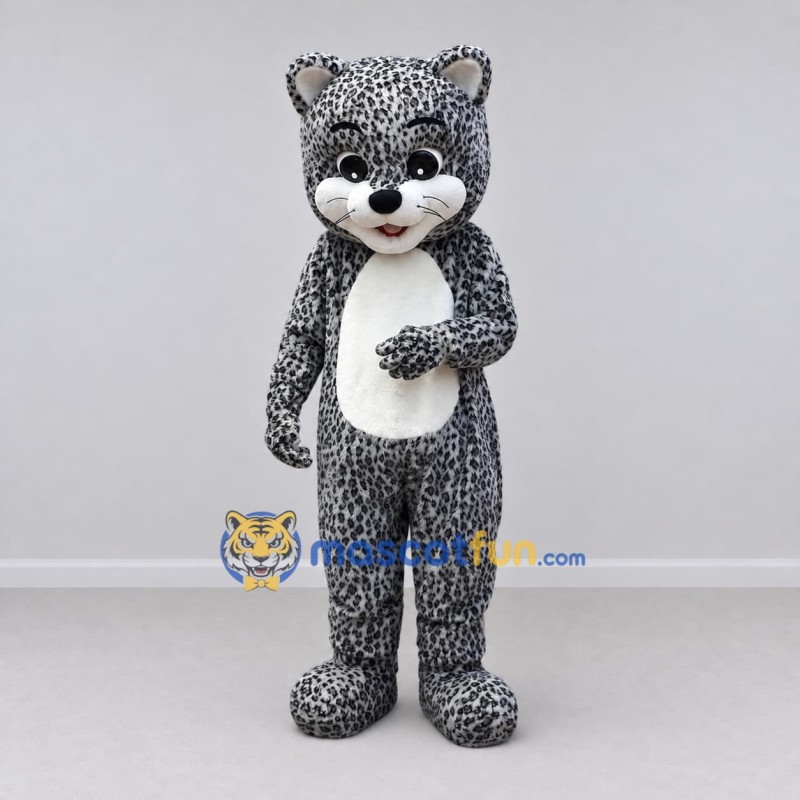 Custom Gray and White Leopard Mascot Costume Adult Full Body Suit for Wildlife Events