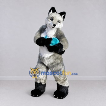 Custom Gray and White Fox Mascot Costume Adult Full Body Suit for Wildlife Events Custom Gray and White Fox Mascot Costume Adult Full Body Suit for Wildlife Events