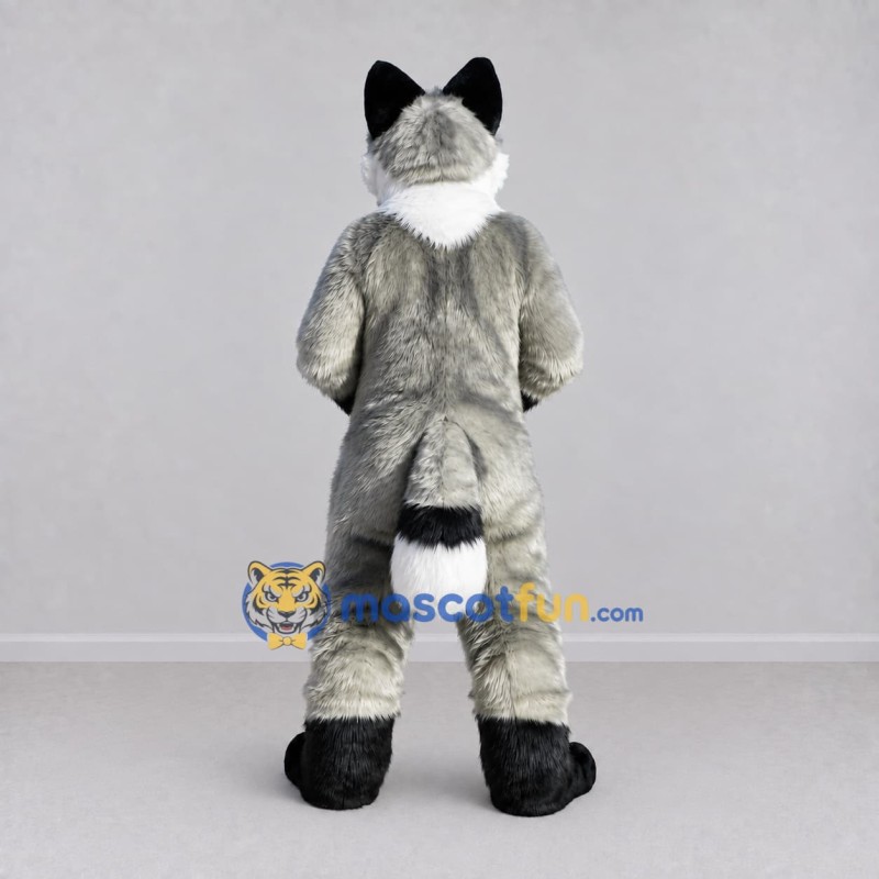 Custom Gray and White Fox Mascot Costume Adult Full Body Suit for Wildlife Events Custom Gray and White Fox Mascot Costume Adult Full Body Suit for Wildlife Events