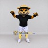 Custom Yellow and Black Leopard in Sportswear Mascot Costume Adult Full Body Suit for Sports Events Custom Yellow and Black Leopard in Sportswear Mascot Costume Adult Full Body Suit for Sports Events
