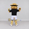 Custom Yellow and Black Leopard in Sportswear Mascot Costume Adult Full Body Suit for Sports Events Custom Yellow and Black Leopard in Sportswear Mascot Costume Adult Full Body Suit for Sports Events