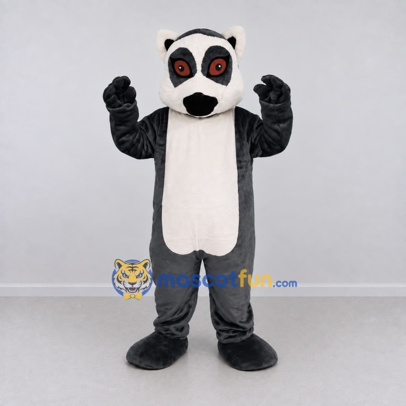 Custom Gray and White Ring Tailed Lemur Mascot Costume Adult Full Body Suit for Wildlife Events