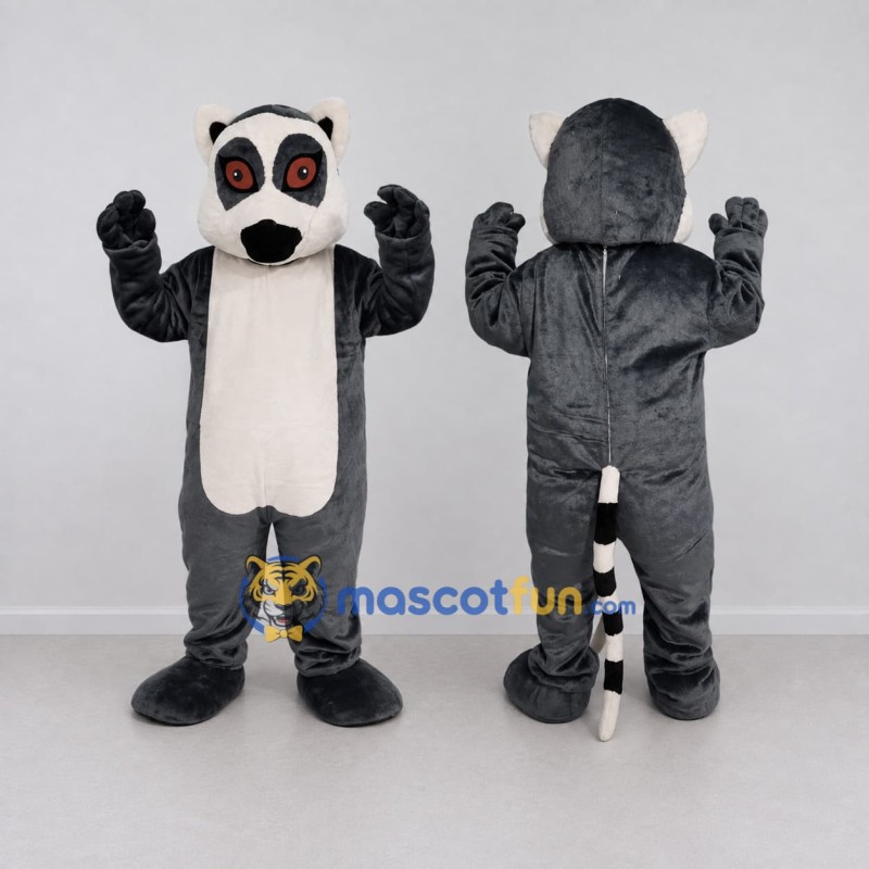 Custom Gray and White Ring Tailed Lemur Mascot Costume Adult Full Body Suit for Wildlife Events