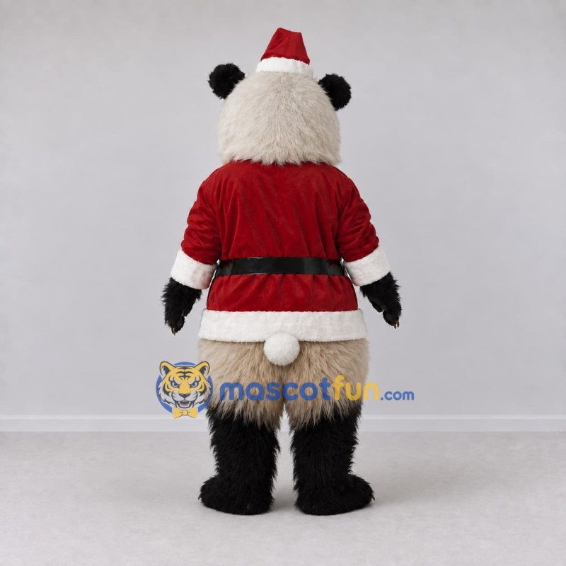 Custom Black White and Red Panda Santa Mascot Costume Adult Full Body Suit for Christmas Events