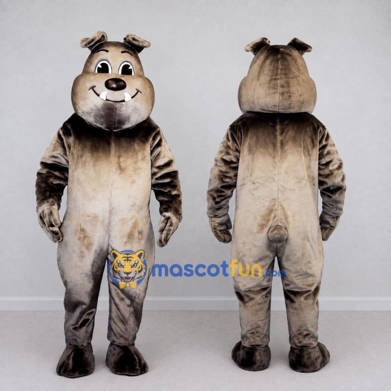 Custom Brown and Tan Bulldog Mascot Costume Adult Full Body Suit for School Events Custom Brown and Tan Bulldog Mascot Costume Adult Full Body Suit for School Events