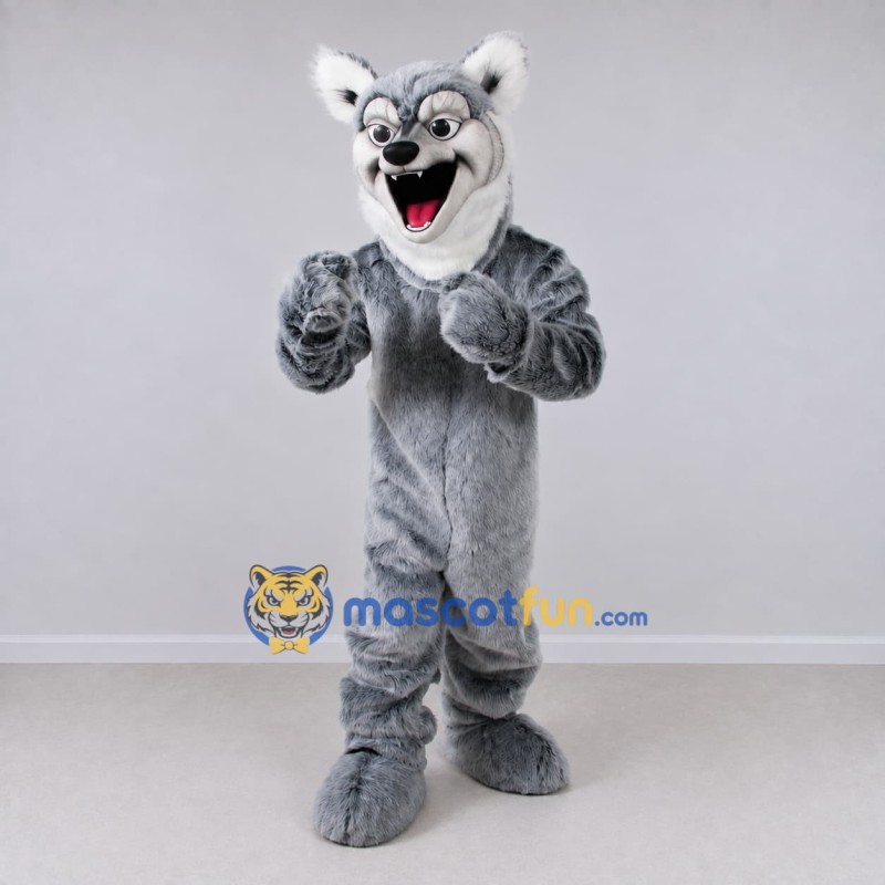 Custom Gray and White Wolf Mascot Costume Adult Full Body Suit for School Events Custom Gray and White Wolf Mascot Costume Adult Full Body Suit for School Events
