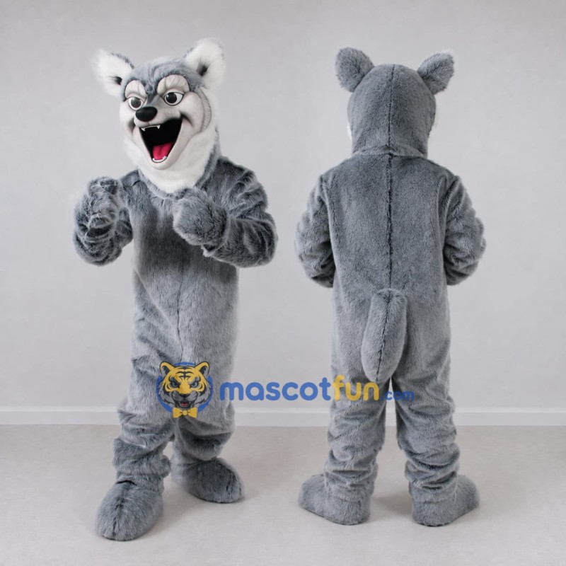 Custom Gray and White Wolf Mascot Costume Adult Full Body Suit for School Events Custom Gray and White Wolf Mascot Costume Adult Full Body Suit for School Events