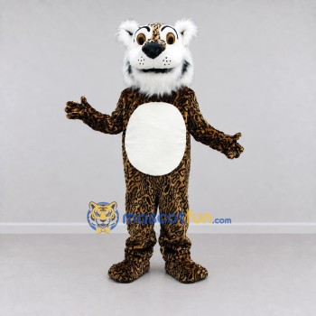Custom White Brown and Black Spotted Big Cat Mascot Costume Adult Full Body Suit for Wildlife Events Custom White Brown and Black Spotted Big Cat Mascot Costume Adult Full Body Suit for Wildlife Events