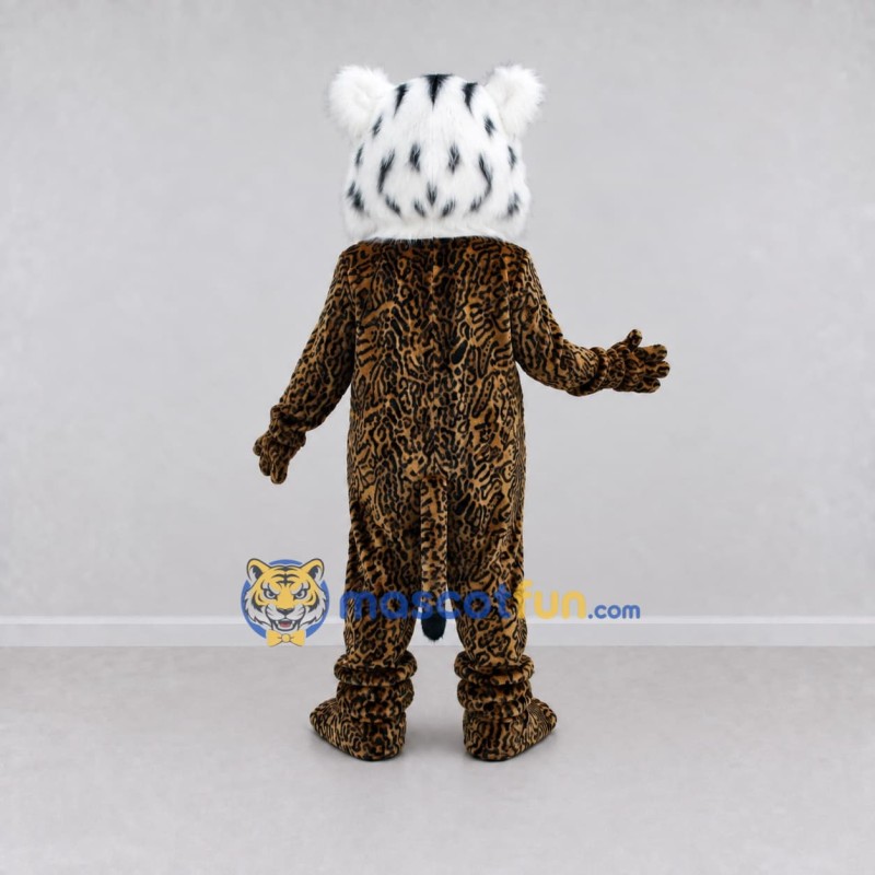 Custom White Brown and Black Spotted Big Cat Mascot Costume Adult Full Body Suit for Wildlife Events Custom White Brown and Black Spotted Big Cat Mascot Costume Adult Full Body Suit for Wildlife Events