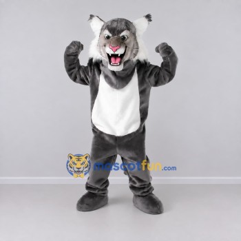Custom Gray and White Lynx Mascot Costume Adult Full Body Suit for Sports Events