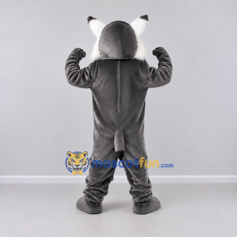 Custom Gray and White Lynx Mascot Costume Adult Full Body Suit for Sports Events Custom Gray and White Lynx Mascot Costume Adult Full Body Suit for Sports Events