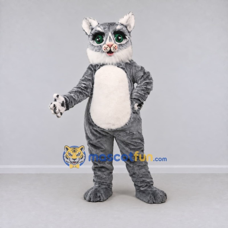 Custom Gray and White Cat Mascot Costume Adult Full Body Suit for School Events Custom Gray and White Cat Mascot Costume Adult Full Body Suit for School Events
