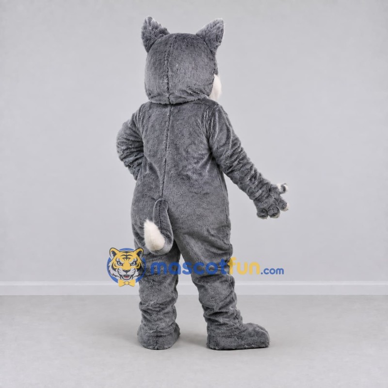 Custom Gray and White Cat Mascot Costume Adult Full Body Suit for School Events Custom Gray and White Cat Mascot Costume Adult Full Body Suit for School Events