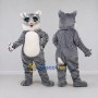 Custom Gray and White Cat Mascot Costume Adult Full Body Suit for School Events