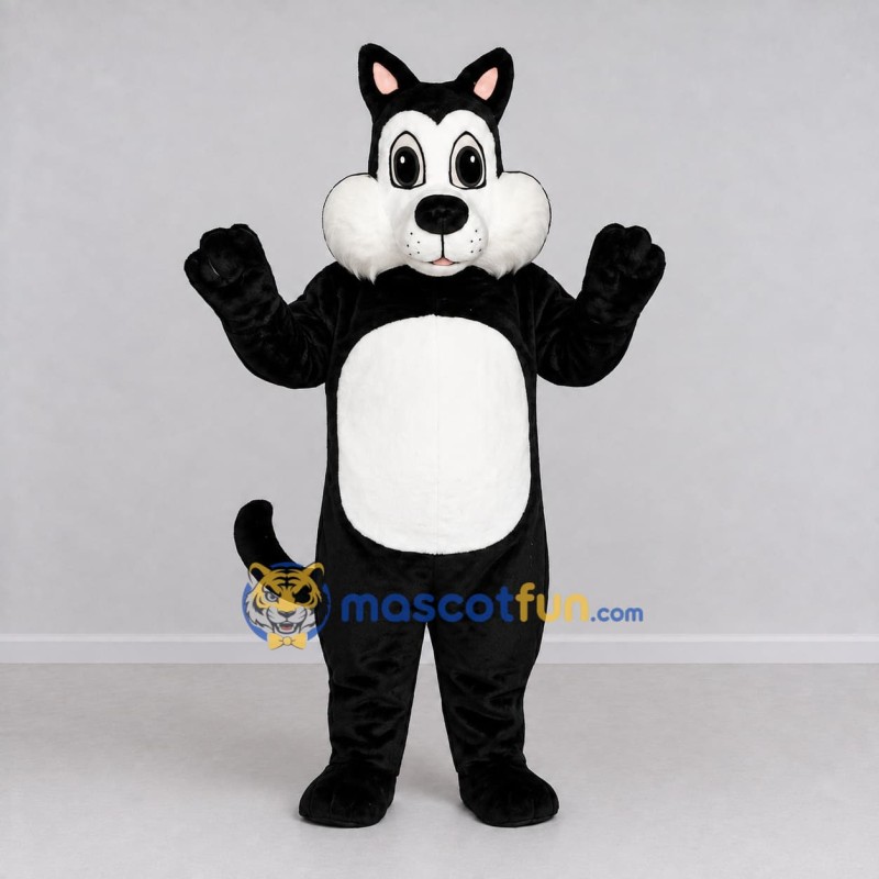 Custom Black and White Cat Mascot Costume Adult Full Body Suit for School Events Custom Black and White Cat Mascot Costume Adult Full Body Suit for School Events