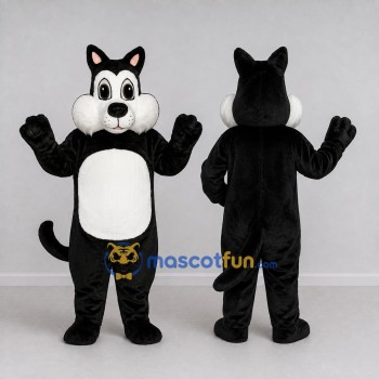 Custom Black and White Cat Mascot Costume Adult Full Body Suit for School Events
