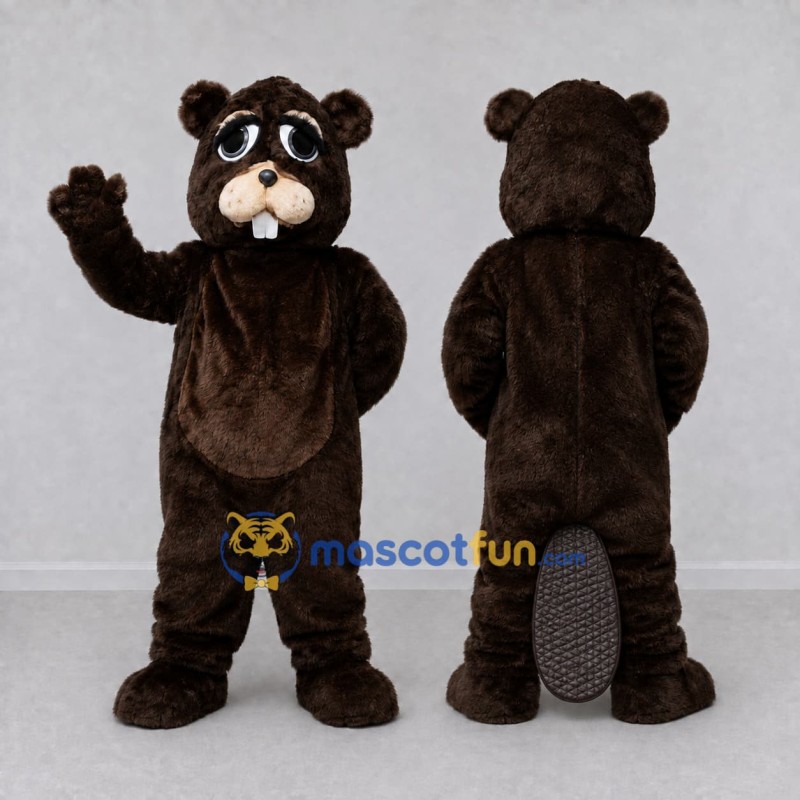 Custom Dark Brown Beaver Mascot Costume Adult Full Body Suit for Wildlife Events