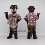 Custom Brown and Multicolor Otter in Floral Shirt Mascot Costume Adult Full Body Suit for Summer Events
