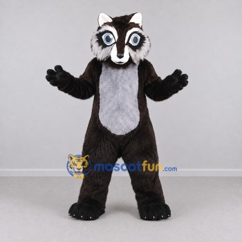 Custom Dark Brown and White Raccoon Mascot Costume Adult Full Body Suit for Wildlife Events Custom Dark Brown and White Raccoon Mascot Costume Adult Full Body Suit for Wildlife Events