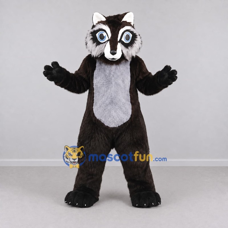 Custom Dark Brown and White Raccoon Mascot Costume Adult Full Body Suit for Wildlife Events