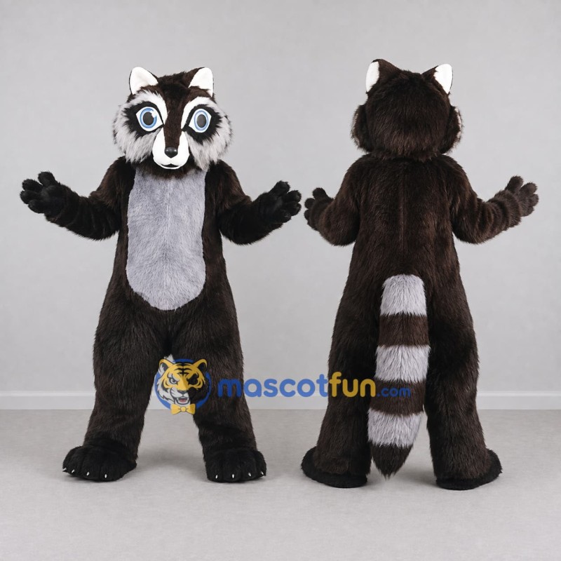 Custom Dark Brown and White Raccoon Mascot Costume Adult Full Body Suit for Wildlife Events