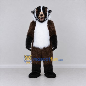 Custom Brown Black and White Animal Character Mascot Costume Adult Full Body Suit for School Events