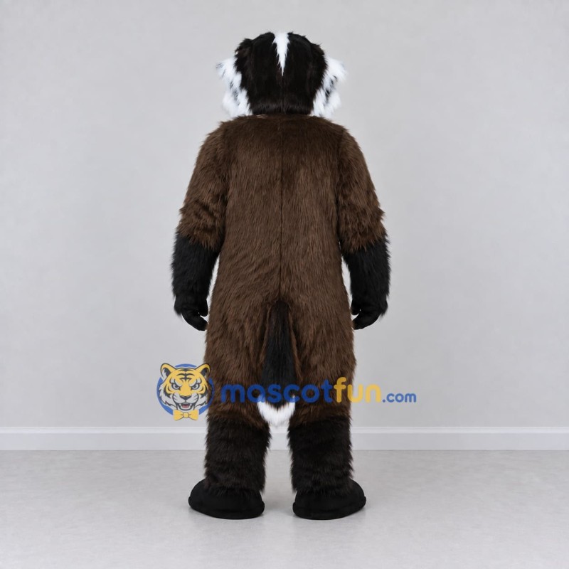 Custom Brown Black and White Animal Character Mascot Costume Adult Full Body Suit for School Events