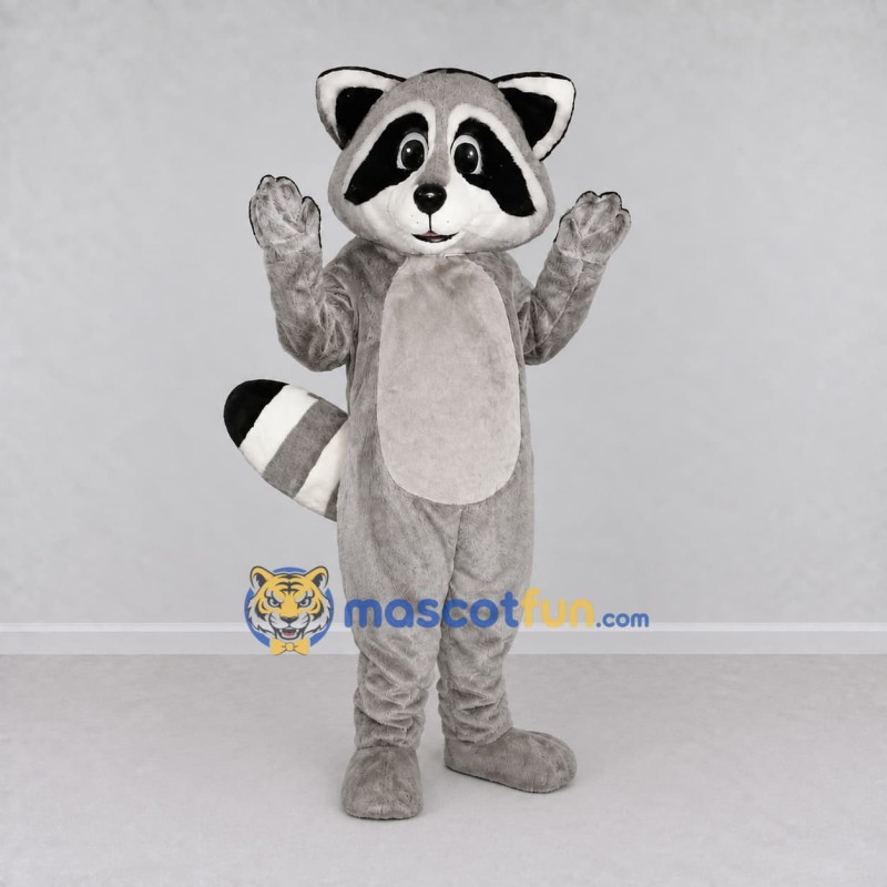 Custom Gray and White Raccoon Mascot Costume Adult Full Body Suit for School Events