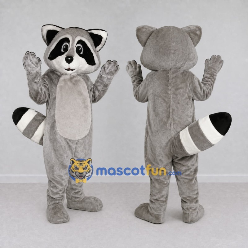 Custom Gray and White Raccoon Mascot Costume Adult Full Body Suit for School Events