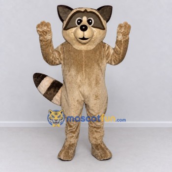 Custom Tan and Brown Raccoon Mascot Costume Adult Full Body Suit for School Events Custom Tan and Brown Raccoon Mascot Costume Adult Full Body Suit for School Events